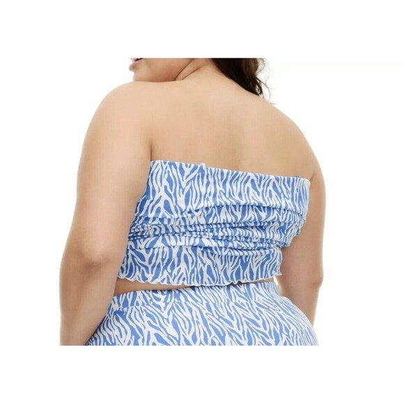 DVF Target Sea Twig Blue and White Tube Top Camisole Blouse Tank Size 2X  NWT - Picture 3 of 7